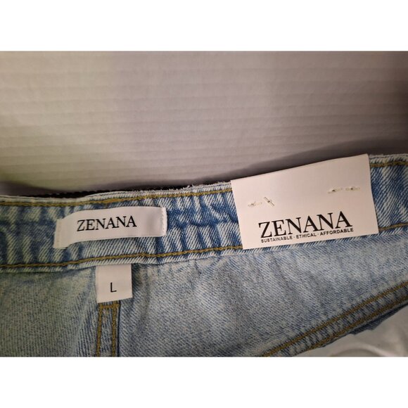 Zenana Shorts Women's Size L 32X5 Cutoff Distressed Medium Wash Denim - Picture 4 of 6